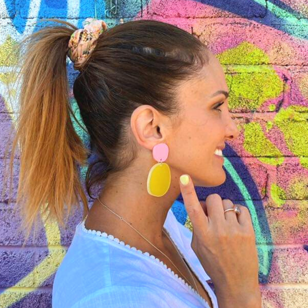 Pop Dots Earrings - Pink/Yellow