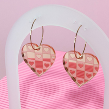Load image into Gallery viewer, Checkered Hearts in Rose Gold
