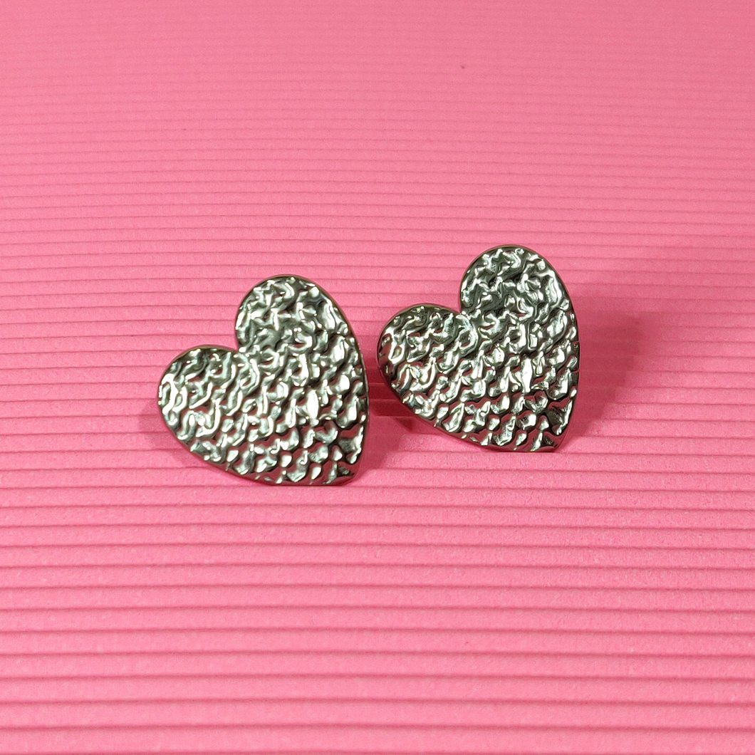 Textured Stainless Steel Hearts