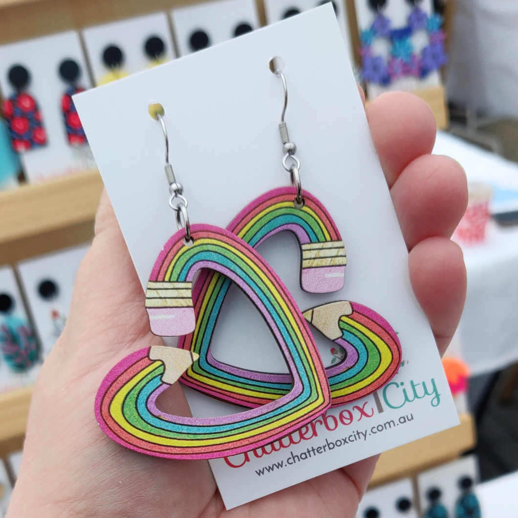 Pencil Heart Statement Earrings