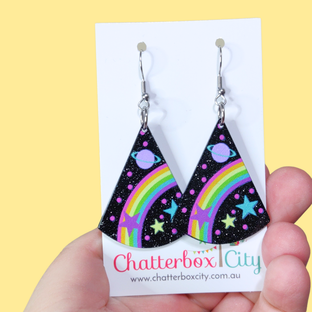 Rainbow Space Statement Earrings