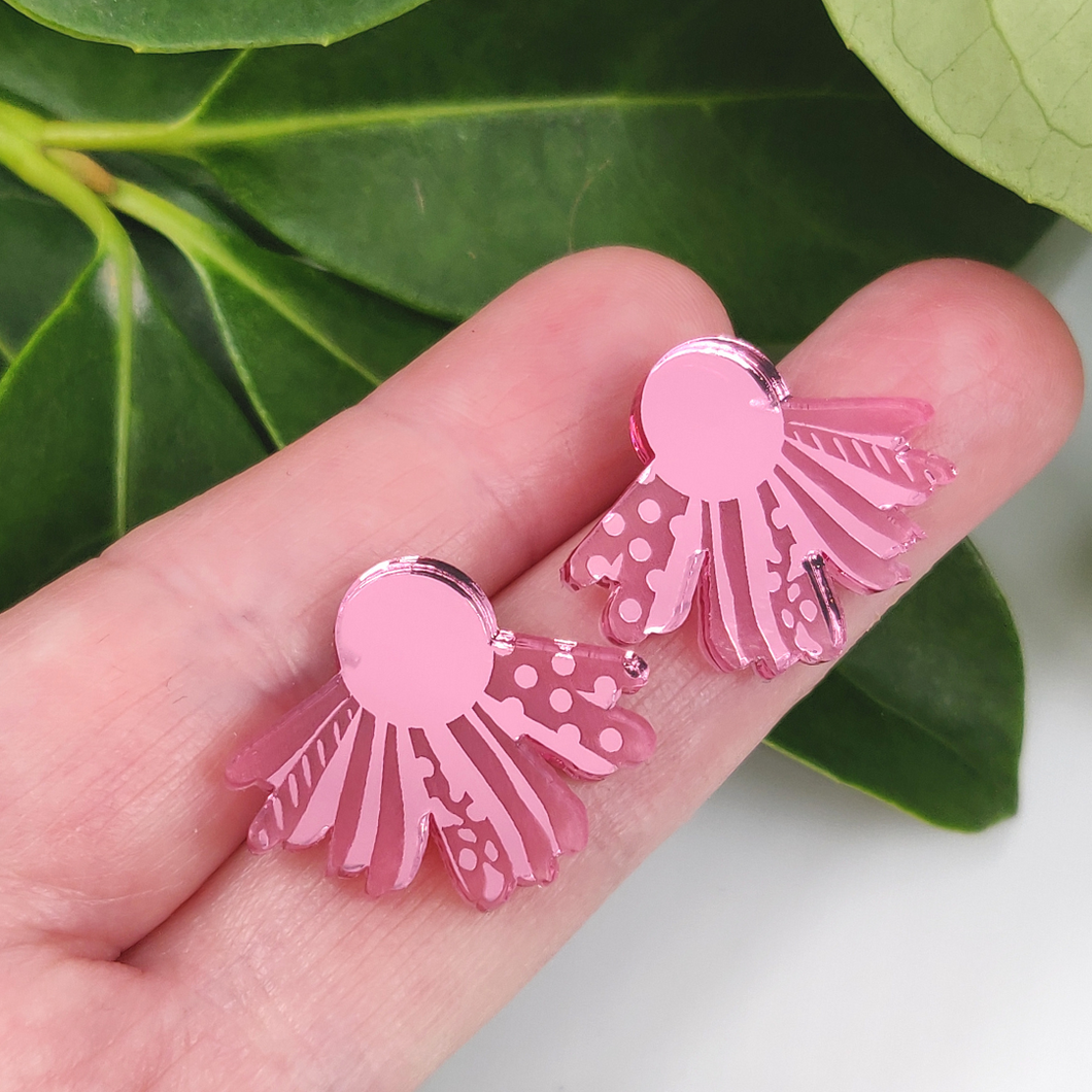 Daisy Stud  - Flamingo Mirror Acrylic Studs