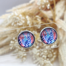 Load image into Gallery viewer, In The Field Stud Back Glass Picture Earrings - Blue
