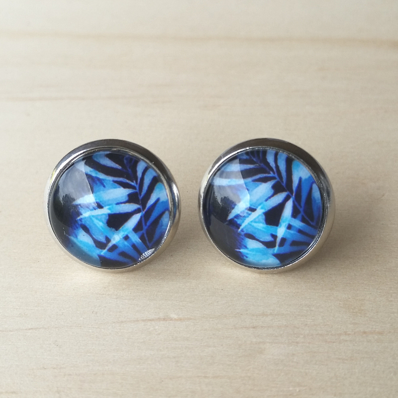 Tropical Nights Stud Back Glass Picture Earrings