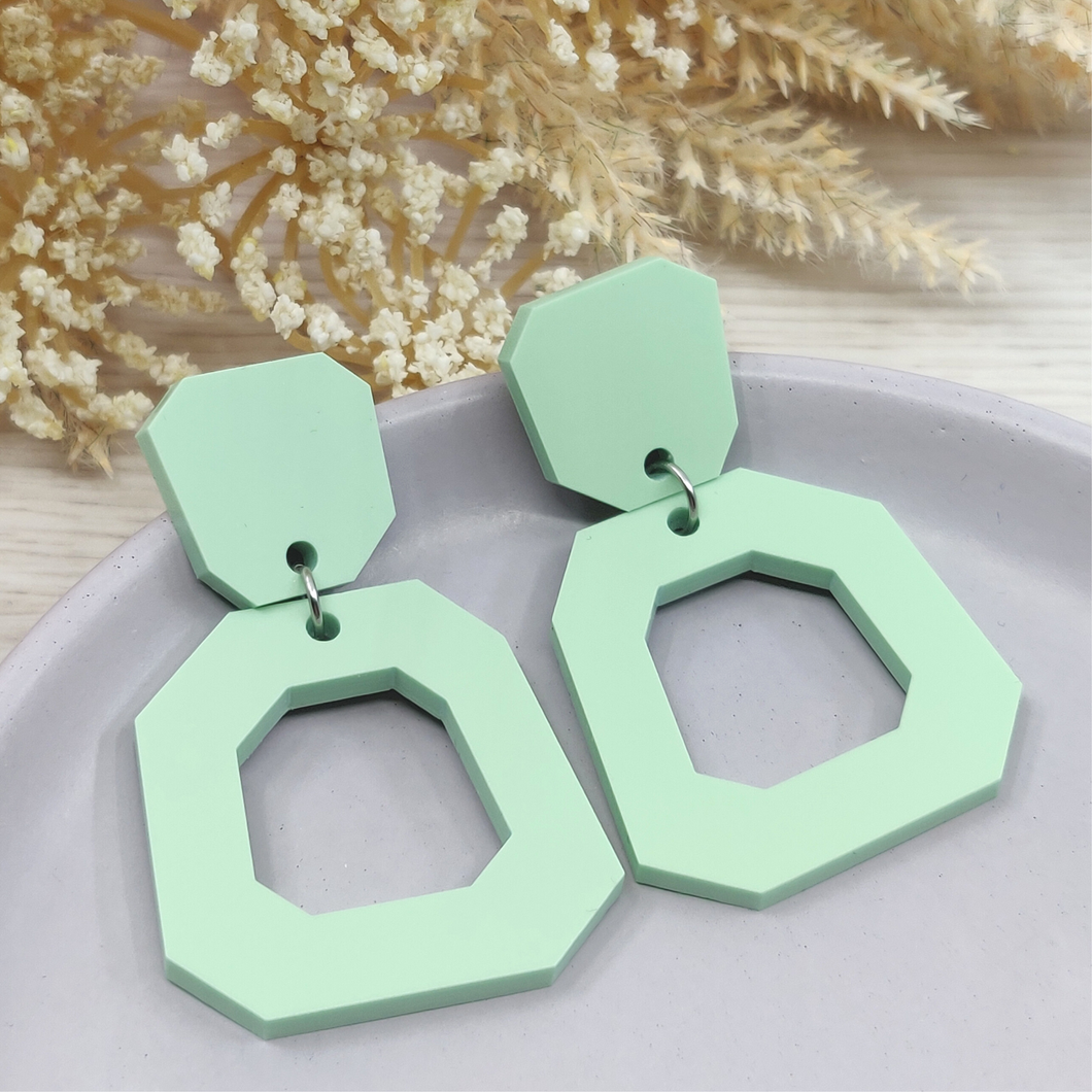 Octogon Earrings - Pastel Pistachio