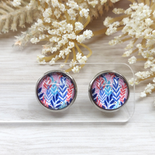 Load image into Gallery viewer, In The Field Stud Back Glass Picture Earrings - Blue

