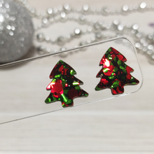 Load image into Gallery viewer, Christmas Trees  Green/Red Acrylic - Studs
