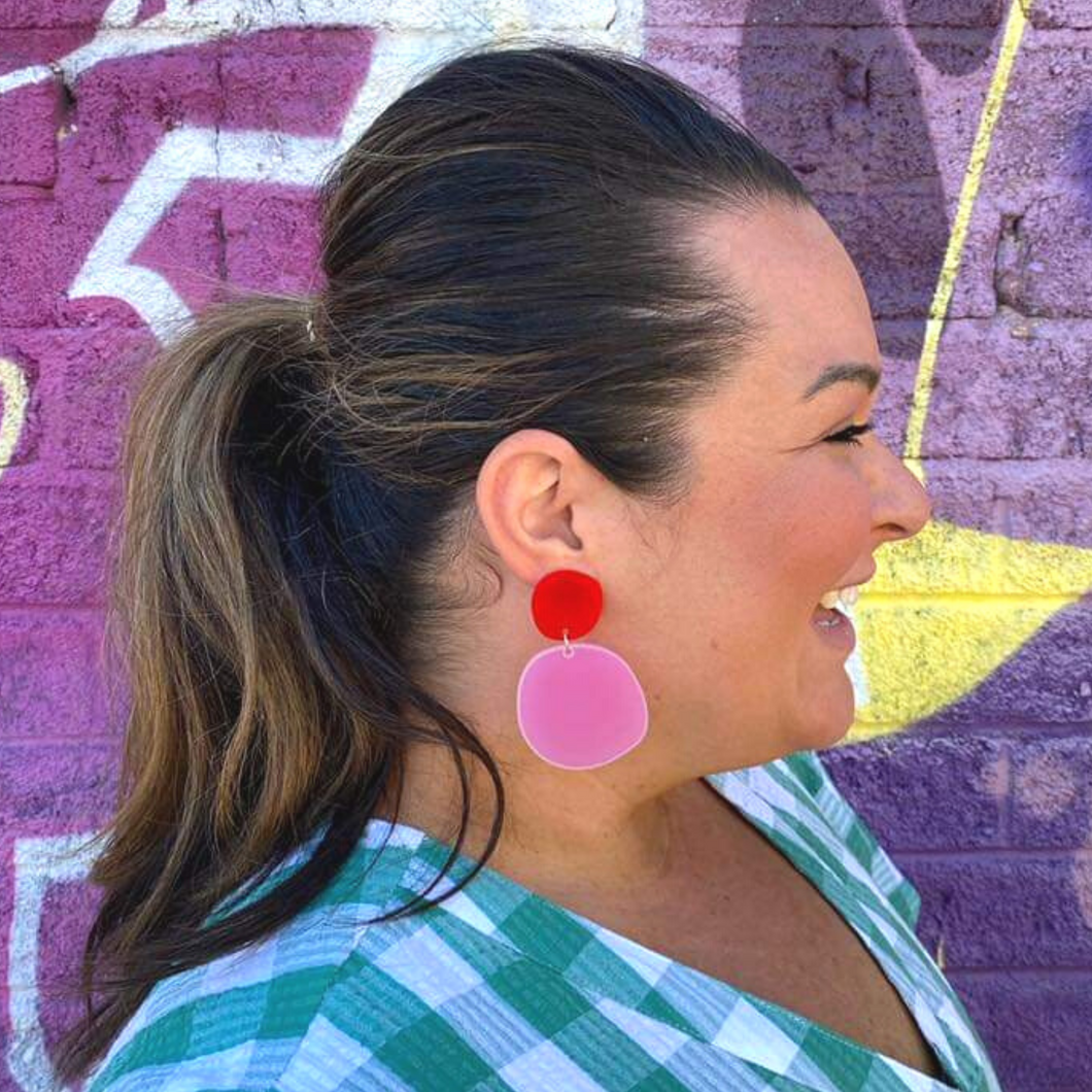 Pop Dots Earrings - Red/Pink