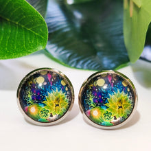 Load image into Gallery viewer, Reef Glow  Stud Back Glass Picture Earrings
