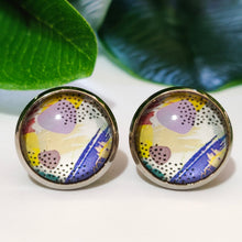 Load image into Gallery viewer, Abstract Stud Back Glass Picture Earrings
