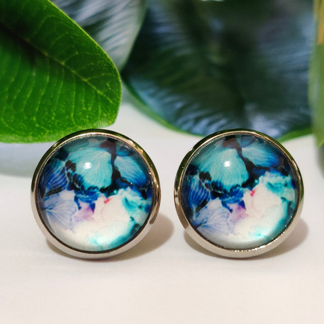 WaterColour Stud Back Glass Picture Earrings