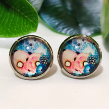 Load image into Gallery viewer, Coral Stud Back Glass Picture Earrings
