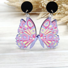 Load image into Gallery viewer, Butterfly Lilac Statement Earrings
