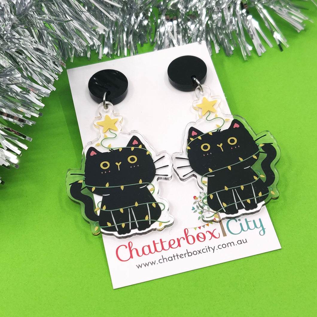 All Wrapped Up Cats - Statement Earrings