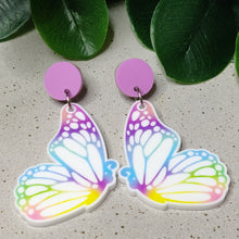 Load image into Gallery viewer, Rainbow Butterfly Statement Earrings
